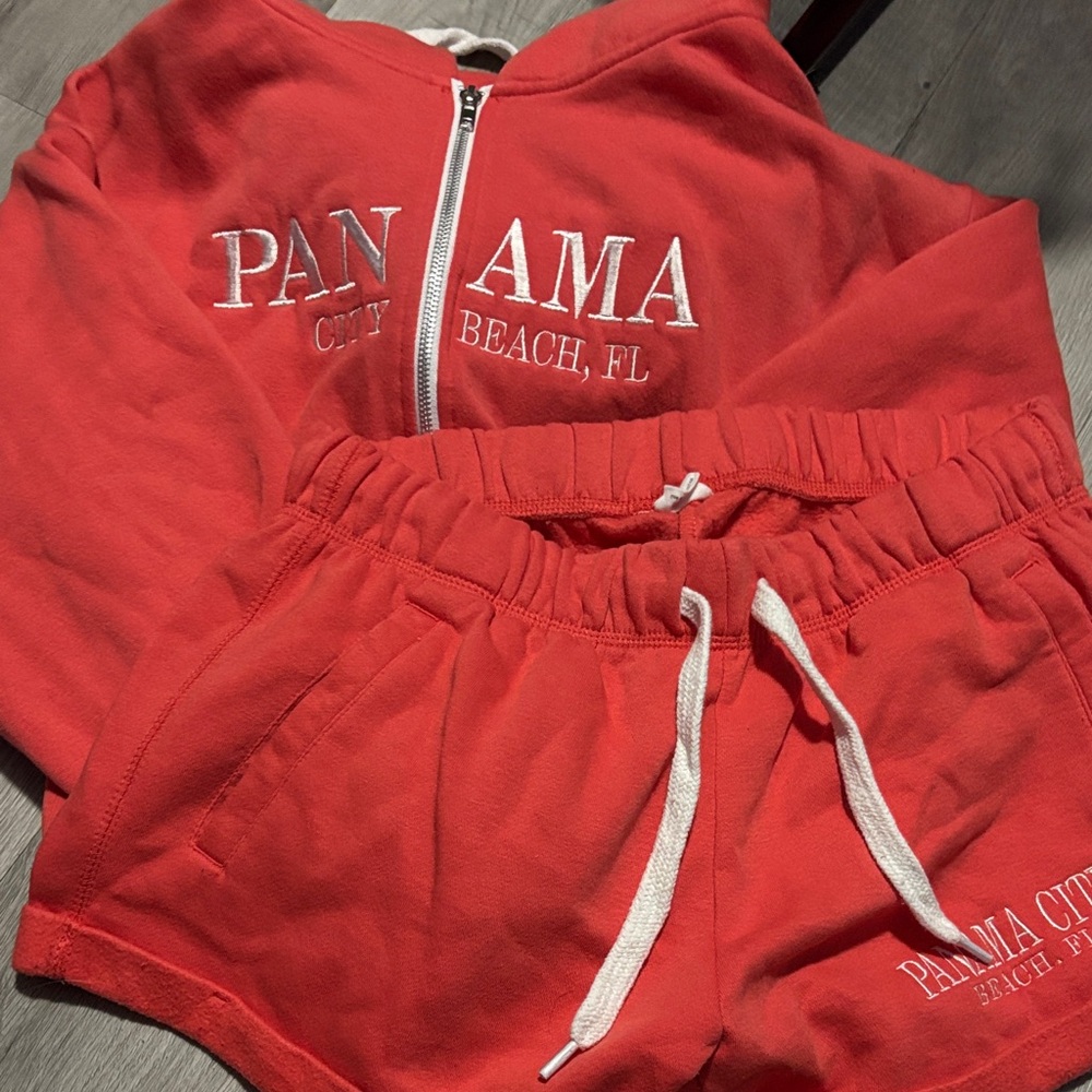 Red Panama City Hoodie and Shorts Set